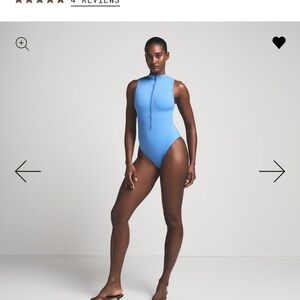 Skims Blue Zip-Up Swimsuit